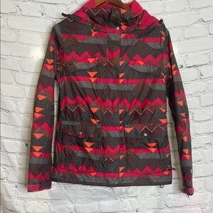 Sims Colorful Zigzag Pattern Puff Jacket W/Hood Size Medium